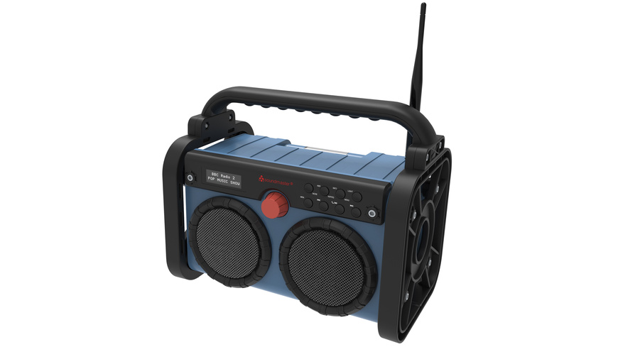 Nr 8 günstig Kaufen-Soundmaster Baustellenradio DAB85BL, DAB+/UKW, Akku- und Netzbetrieb, 10-W-RMS, IP44, Gartenradio. Soundmaster Baustellenradio DAB85BL, DAB+/UKW, Akku- und Netzbetrieb, 10-W-RMS, IP44, Gartenradio <![CDATA[Das robuste Radio empfängt DAB+ und UKW-Radio, u