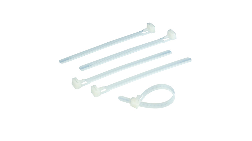 REV Ritter wiederverschließbare Kabelbinder, Kunststoff,125 x 7,6 mm, 25 Stück, Weiß