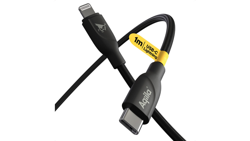 Aqiila Cablebird CB21 Sync-/ Ladekabel, 30W, Type-C auf Lightning, 1 m, Schwarz