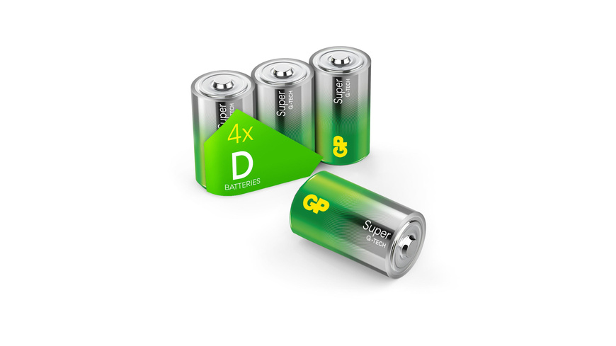 GP Super Alkaline D Mono Batterie 1,5V, 4 Stück