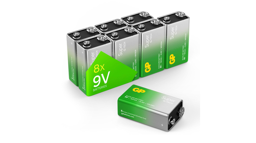 GP Super Alkaline 9 V Batterie 1,5V, 8 Stück