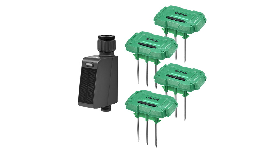 OSRAM SMART + Smart Home Bewässerungsset, 4x Bodenfeuchtesensor, 1x Bewässerungscontroller, WLAN