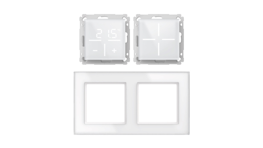 Homematic IP Smart Home Set Glastaster + Glas-Thermostat mit CO2-Sensor + Glasrahmen, weiß, 1x WGS, 1x WGTC, 1x GF2