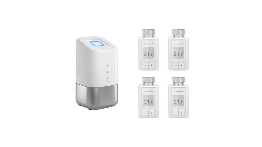 Homematic IP Smart Home Set Heizen Professional mit Heizkörperthermostaten, 4x eTRV-F, 1x HCU1
