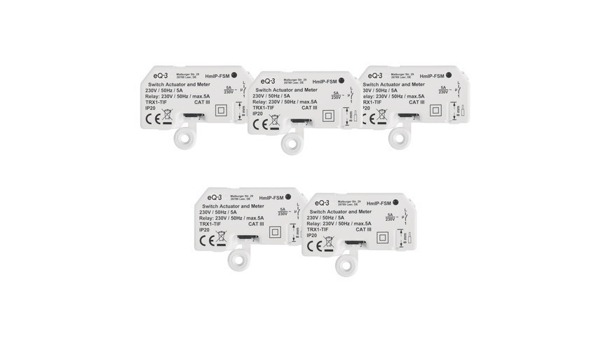 Homematic IP Smart Home 5er-Set Schalt-Mess-Aktor HmIP-FSM, 5 A, Unterputz