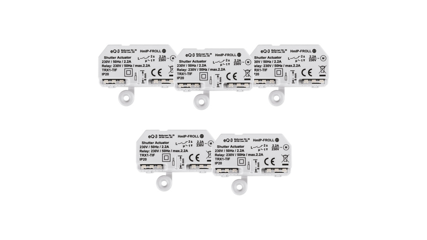 Homematic IP Smart Home 5er-Set Rollladenaktor HmIP-FROLL – Unterputz, auch für Markisen geeignet