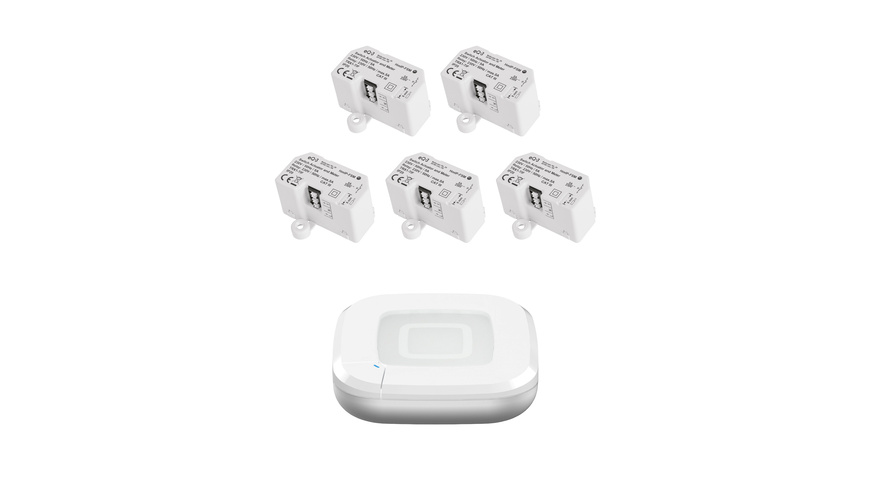 Homematic IP Smart Home Set Schalten mit Access Point 2, 5x Schalt-Mess-Aktor Unterputz