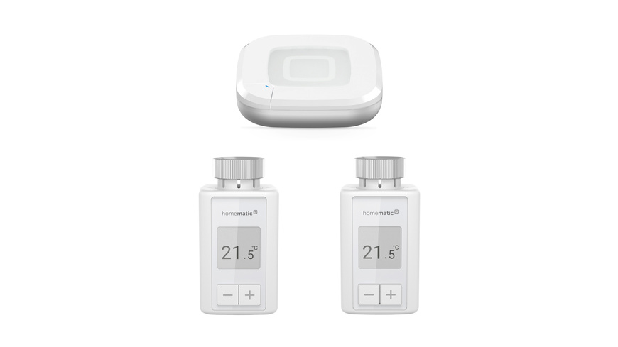 Homematic IP Smart Home Set Raumklima mit Access Point, 2 Heizkörperthermostate Flex