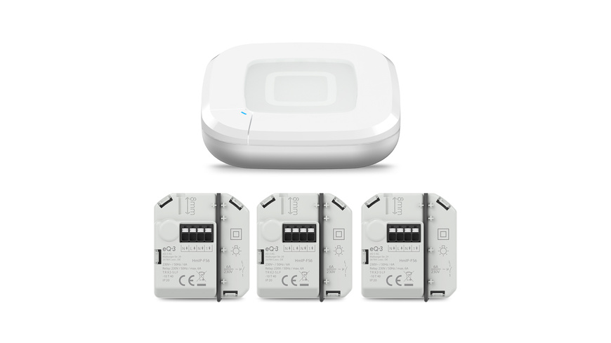 Homematic IP Smart Home Starter Set Schalten mit Access Point 2 und 3x Schaltaktor (6 A) – Unterputz, HmIP-HAP2 und HmIP-FS6