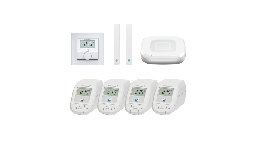 Homematic IP Starter Set Raumklima mit HmIP-HAP2, HmIP-WTH-3, 2x HmIP-SWDO-2, 4x HmIP-eTRV-B-2