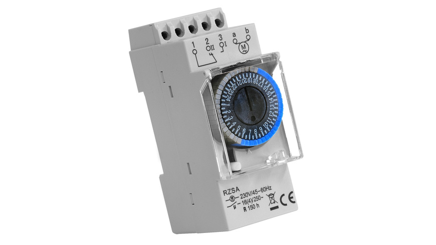 RELTECH Zeitschaltuhr RZSA2, 12 V-, DIN-Schiene, Analog