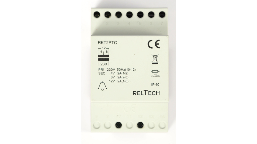 RELTECH Klingeltransformator RKT2PTC mit PTC 2A
