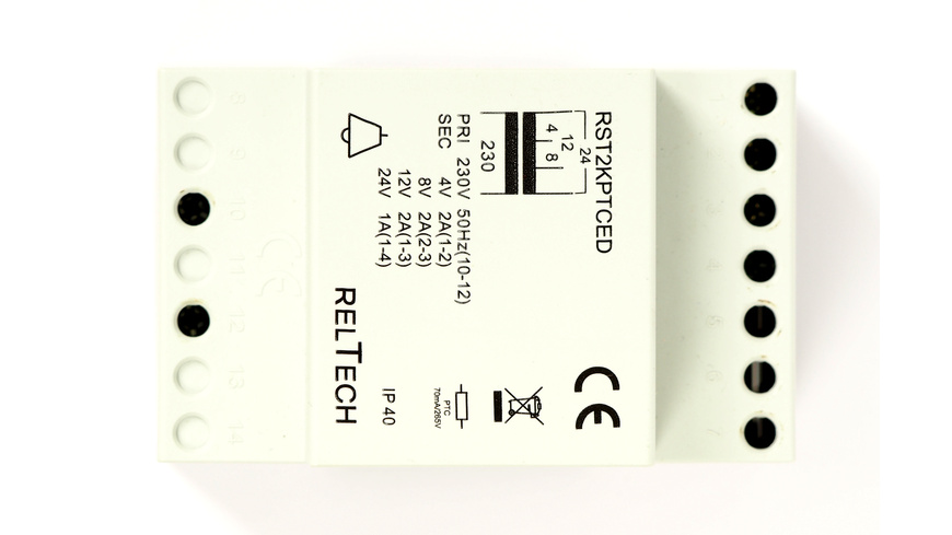 RELTECH Sicherheitstransformator RST2PTCED, 4-8-12-24V/2-2-2-1A