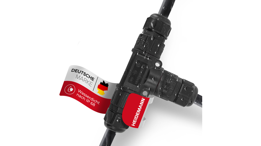 Heidemann ISO FLEX Kabelverbinder, T-Stück Kupplung, 3-polig mit Kupplungsstecker, IP68