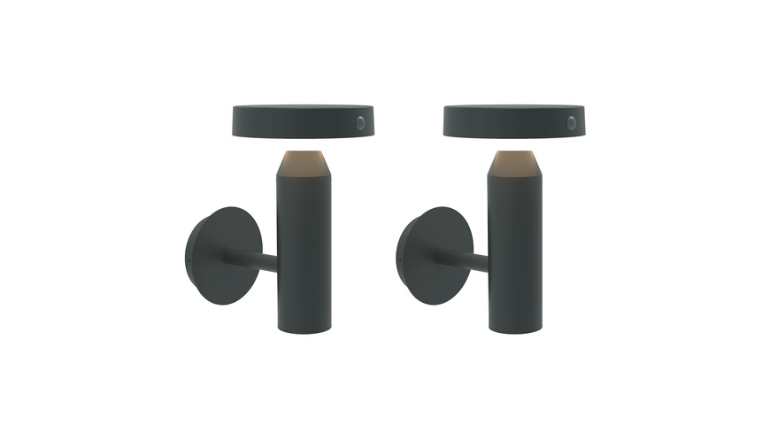Die BOLD 2er-Set Solar-Wandleuchte mit PIR, Gun Grey