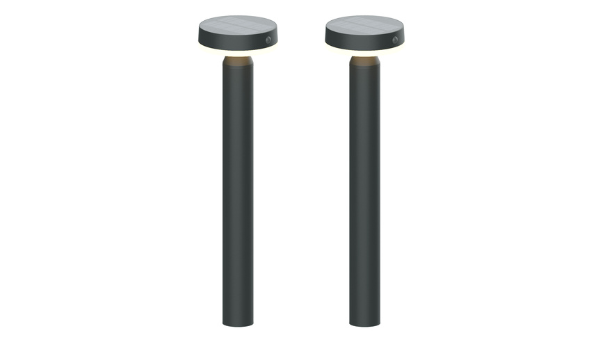 Die BOLD 2er-Set Solar-Leuchte mit PIR, 50 cm Höhe, Gun Grey