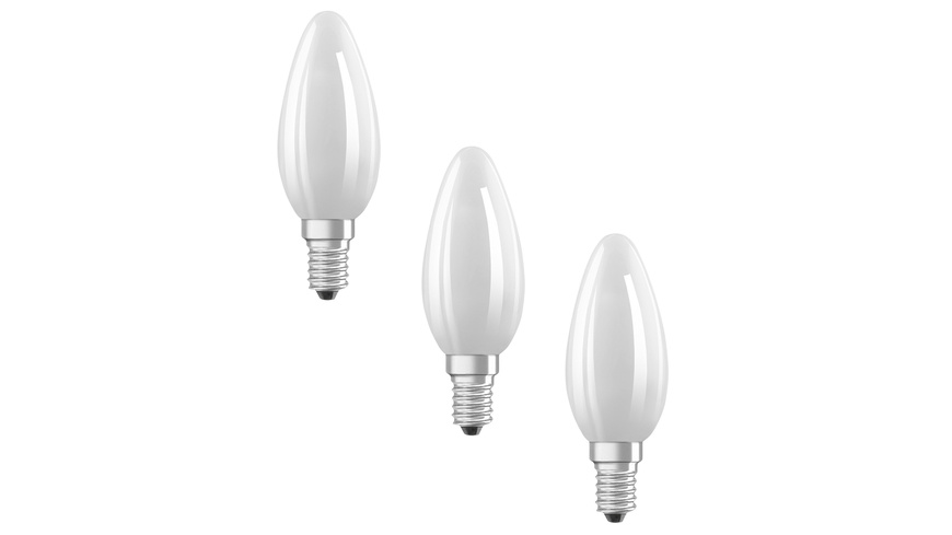 Osram LED Base Classic B 60 Filament, 5,5W, 806 lm, E14, kaltweiss, matt, 3-er Pack