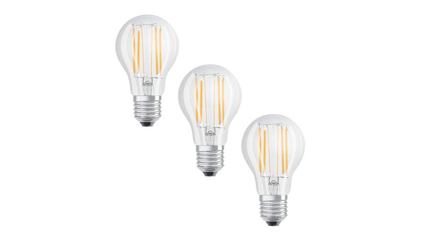 Osram LED Base Classic A 75 Filament, 7,5 W, 1055 lm, E27, kaltweiß, klar, 3er-Pack