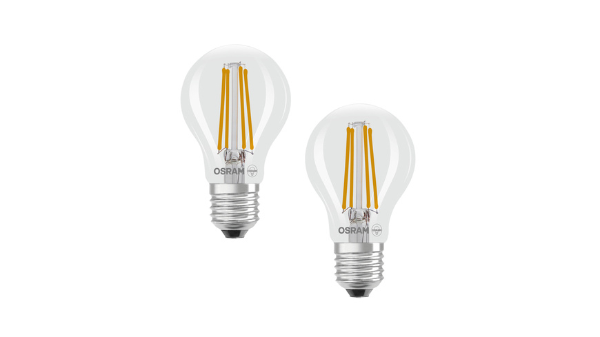 Osram LED Classic A 40, Filament, EEK A, 2,2 W, 470 lm, E27, warmweiß, klar, 2er Pack