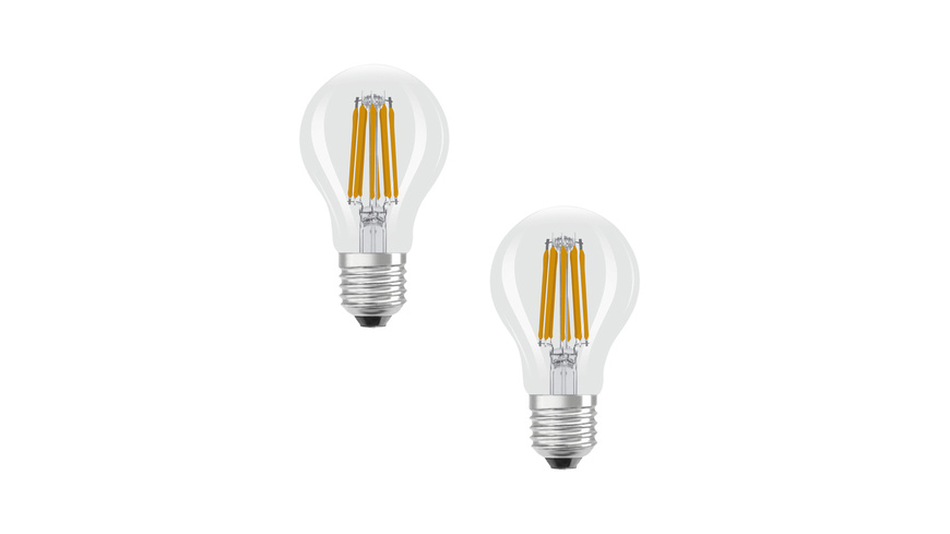 Osram LED Classic A 100, Filament, EEK A, 7,2 W, 1521 lm, E27, warmweiß, klar, 2er Pack