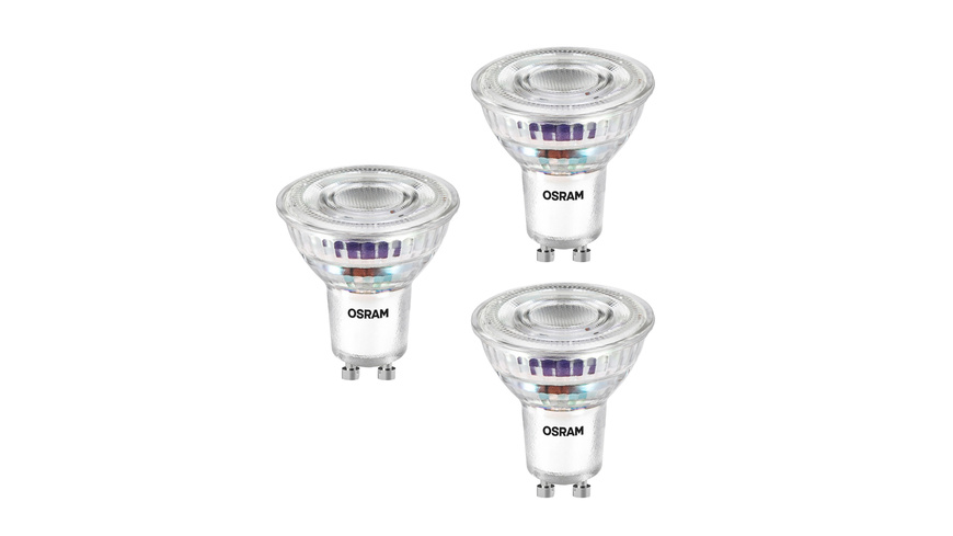 Osram LED PAR16 50 100°, 2,5 W, 450 lm, GU10, EEK A, kaltweiß, 3er Pack