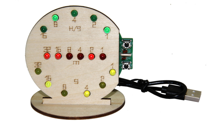 SOL-EXPERT Binäre Uhr Lötbausatz, LED-Anzeige, USB-Betrieb