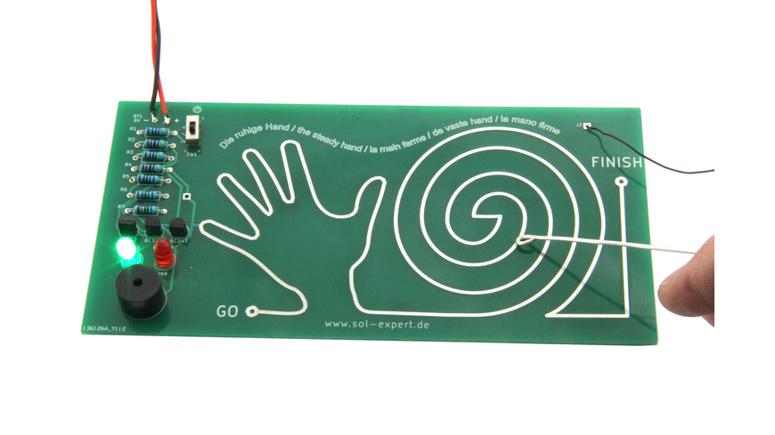 SOL-EXPERT Lötbausatz „Ruhige Hand“, Geschicklichkeitsspiel mit Summer und LED