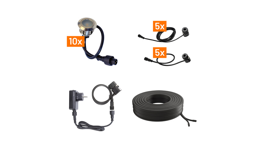 NBA Star günstig Kaufen-Die Bold Set 24V-Garten Bodeneinbauleuchten, 10 Leuchten. Die Bold Set 24V-Garten Bodeneinbauleuchten, 10 Leuchten <![CDATA[Das Starterset 24V-Garten Bodeneinbauleuchten von Die Bold enthält alles für eine stilvolle und sichere Wegebeleuchtung. Mit 10 LED