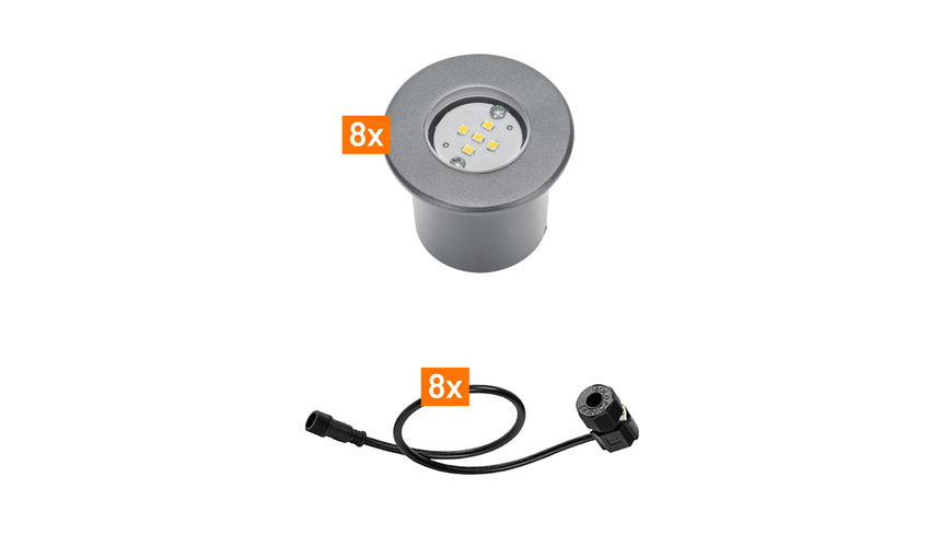 die Beste günstig Kaufen-Die Bold Erweiterungsset 24V-Garten, 8 Leuchten, Alu. Die Bold Erweiterungsset 24V-Garten, 8 Leuchten, Alu <![CDATA[Das Erweiterungsset 24V-Garten Aluminium LED Bodenbauleuchte ergänzt Ihr bestehendes Beleuchtungssystem um acht hochwertige Bodeneinbauleuc