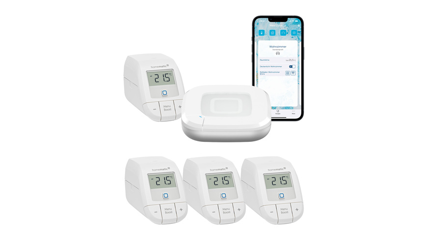 Homematic IP Smart Home Set Raumklima mit Access Point 2, 4 Heizkörperthermostate