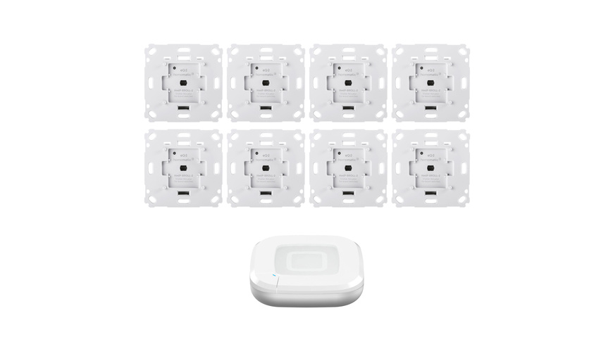 Homematic IP Smart Home Set Beschattung mit Access Point 2, 8 Rollladenaktoren für Markenschalter
