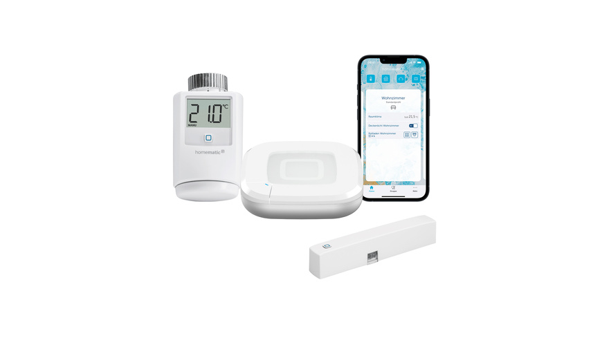 Homematic IP Smart Home Set Raumklima mit Access Point 2, Heizkörperthermostat und Fenster- und Türkontakt