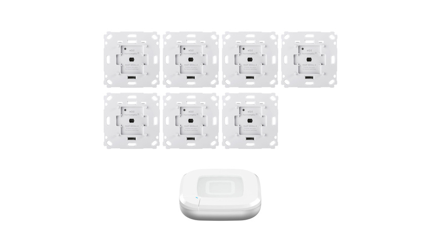 Homematic IP Smart Home Set Beschattung mit Access Point 2, 7 Rollladenaktoren für Markenschalter