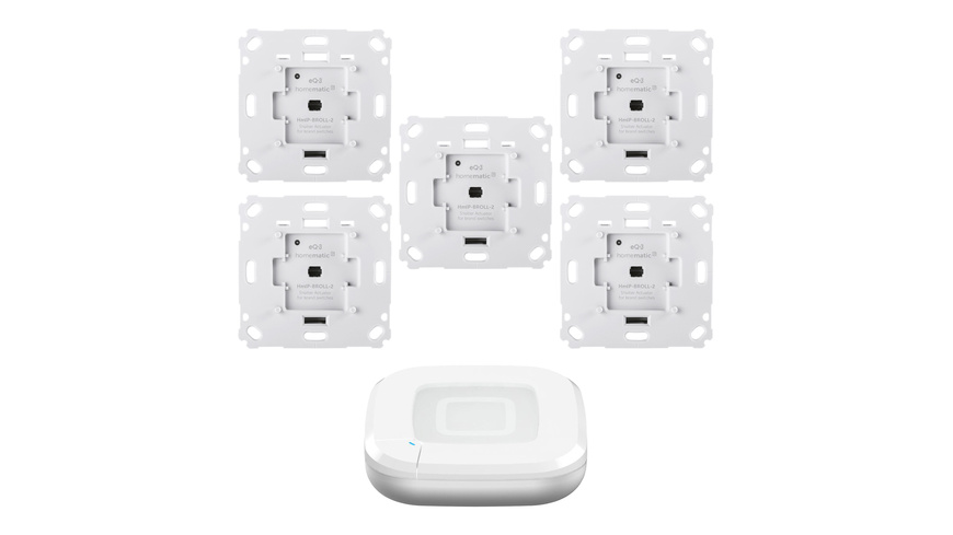 Homematic IP Smart Home Set Beschattung mit Access Point 2, 5 Rollladenaktoren für Markenschalter