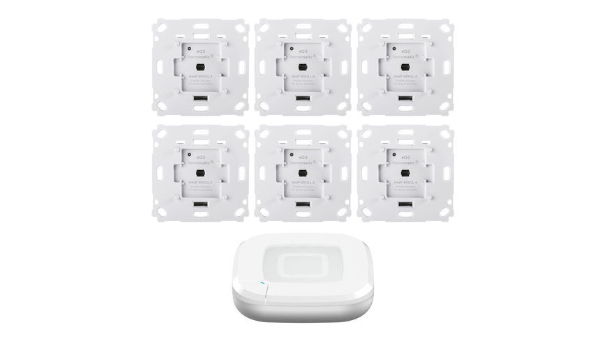 Homematic IP Smart Home Set Beschattung mit Access Point 2, 6 Rollladenaktoren für Markenschalter