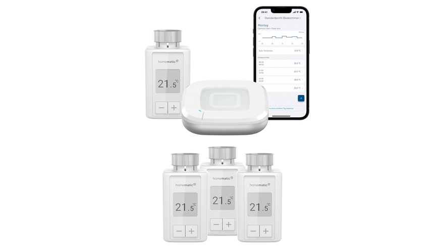 Homematic IP Smart Home Set Raumklima mit Access Point, 4 Heizkörperthermostate