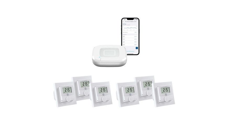 Homematic IP Smart Home Set Raumklima mit Access Point 2 und 6 Wandthermostate