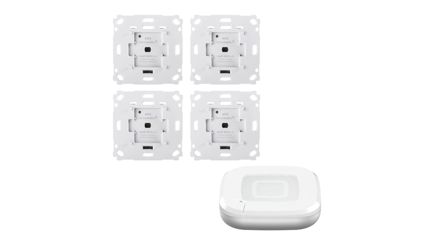 Homematic IP Smart Home Set Beschattung mit Access Point 2, 4 Rollladenaktoren für Markenschalter