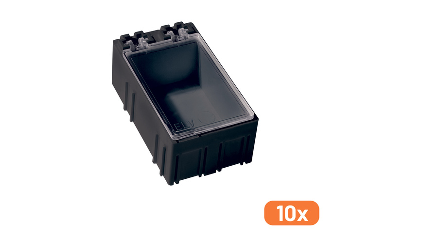 ELV 10er-Set SMD-Sortierbox, Schwarz, 23 x 31 x 54 mm, Antistatik