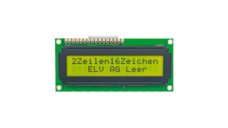 up Face günstig Kaufen-STN-LCD-Anzeigemodul, 2 x 16 Zeichen. STN-LCD-Anzeigemodul, 2 x 16 Zeichen <![CDATA[Supertwist-Anzeigemodule mit schwarzen Aktivpixeln auf grünem Untergrund und gelb-grüner Hintergrundbeleuchtung. Kontrasteinstellung,Standard-4/8-Bit-Interface,Punktmatr