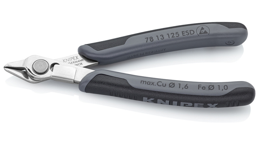 Super Mech günstig Kaufen-Knipex Super Knips ESD Seitenschneider. Knipex Super Knips ESD Seitenschneider <![CDATA[Der Präzisionsschneider für feinste Schneidarbeiten in der Elektronik und Feinmechanik für ultrapräzisen Schnitt auch dünnster Drähte ab Ø 0,2 mm]]>. 