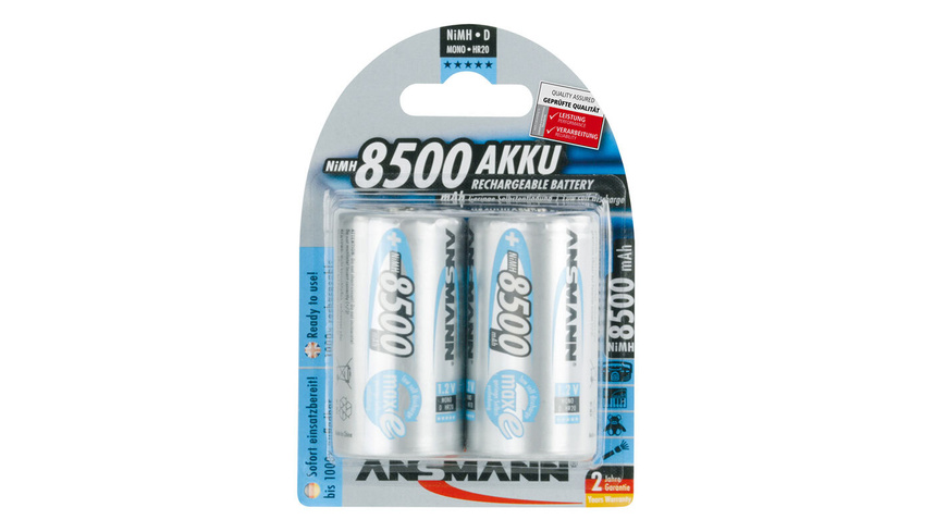 Ansmann Akku günstig Kaufen-Ansmann maxE NiMH-Akku Mono 8500 mAh, 2er-Pack. Ansmann maxE NiMH-Akku Mono 8500 mAh, 2er-Pack <![CDATA[Dieser maxE Akku verfügt über die hohe Kapazität von 8500mAh.]]>. 