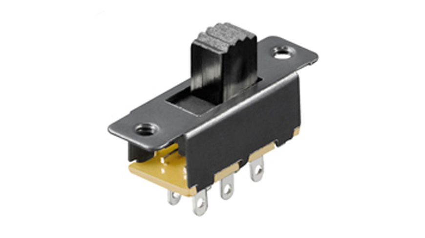 Schiebeschalter, 0,1 A/250 V, 6 Pins, 2x um
