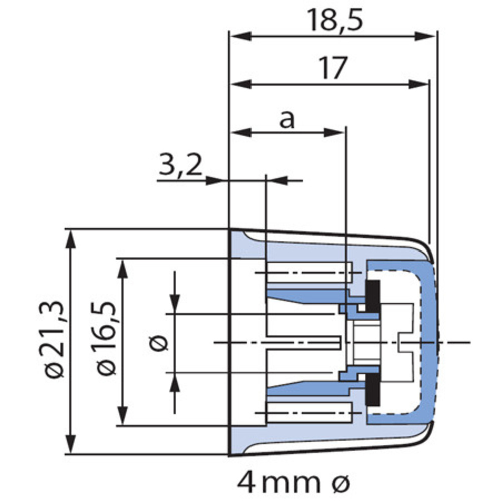 Spannzangen-Drehknopf, 21 mm Durchmesser für 6-mm-Achse