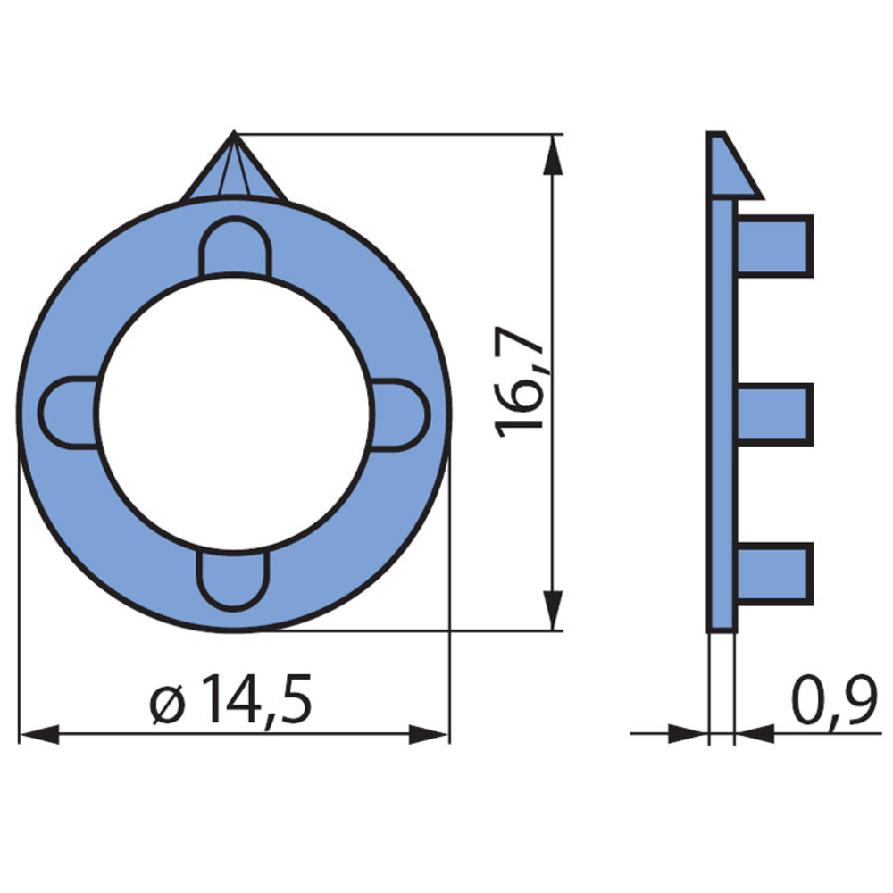 Pfeilscheiben, blau, für 14-mm-Spannzangen-Drehknopf