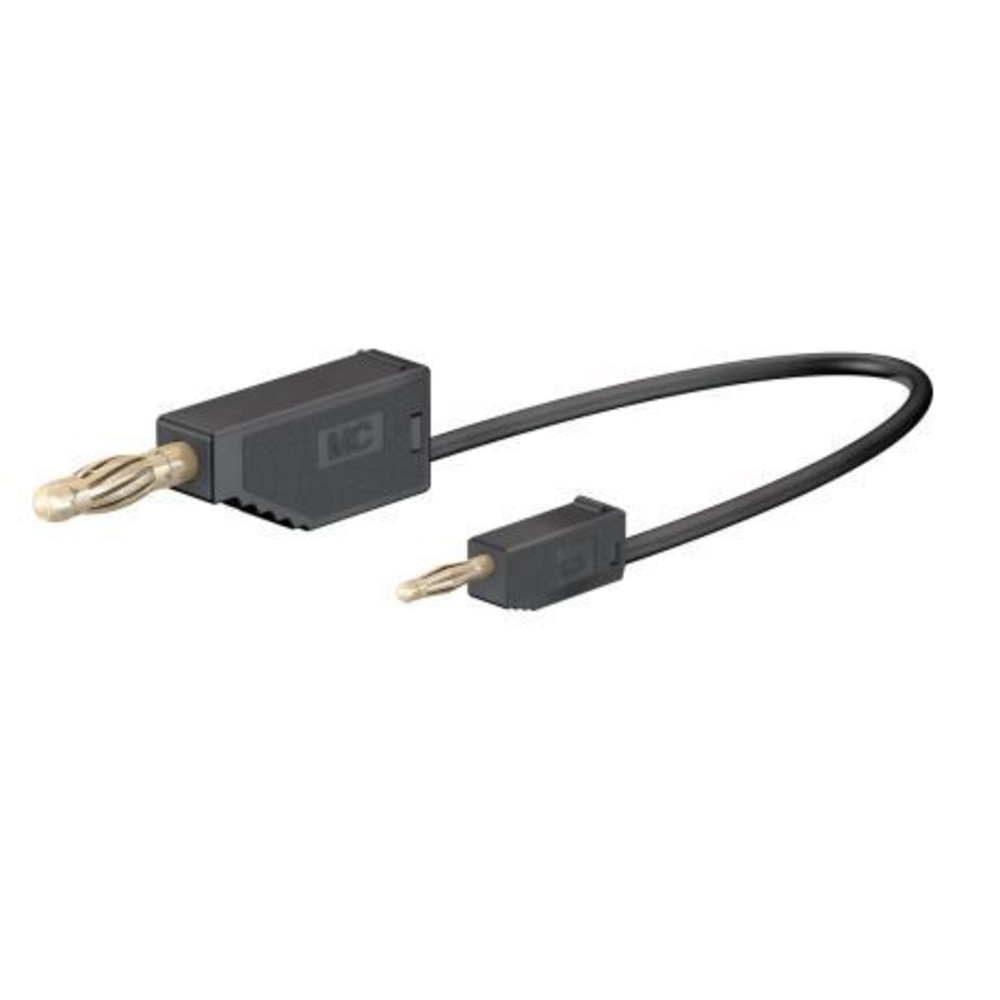 Miniatur-2-mm-Abgreifer KPS1/B2, Adapterleitung 30 cm, Schwarz