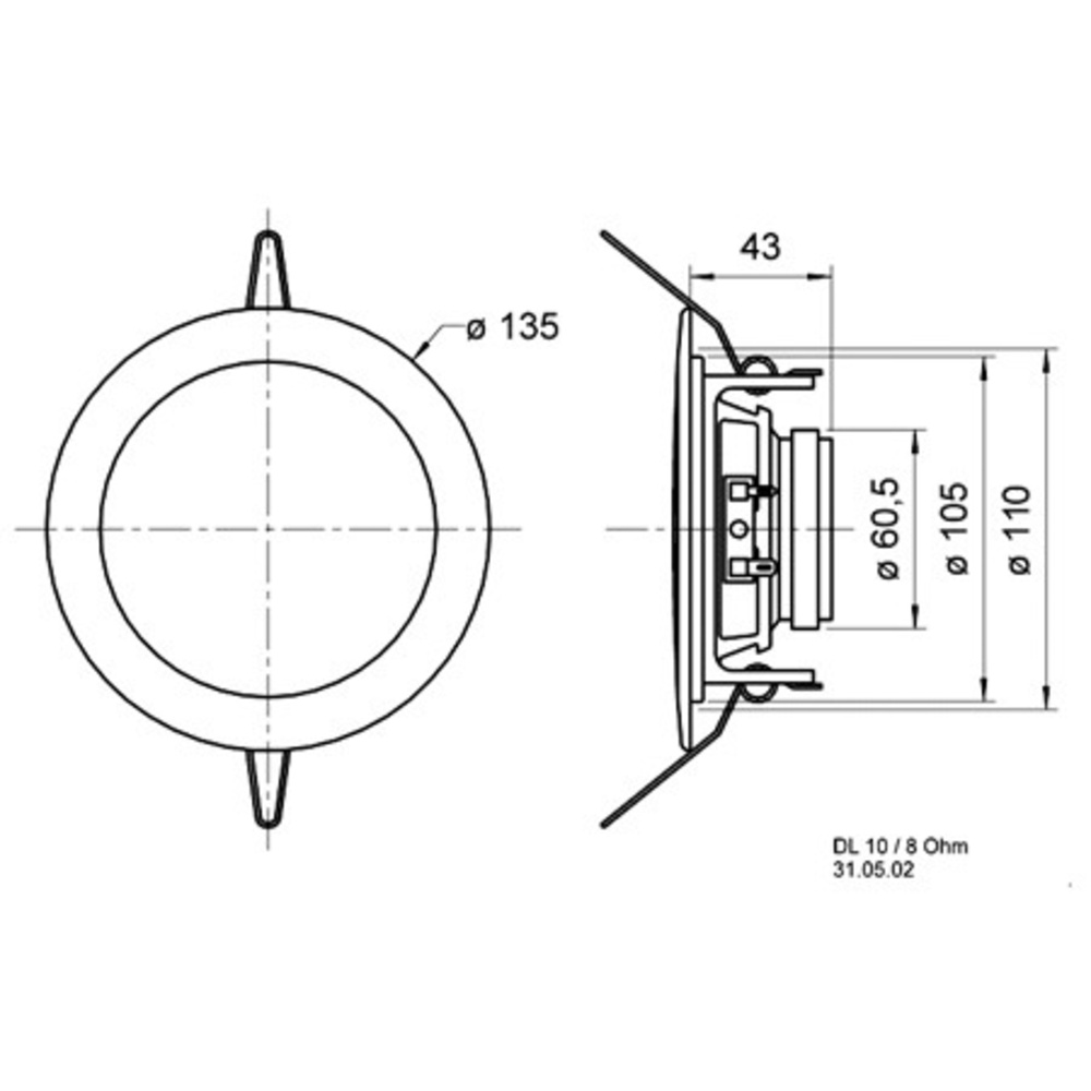 VISATON Deckenlautsprecher 10cm, DL 10 / 8 Ohm