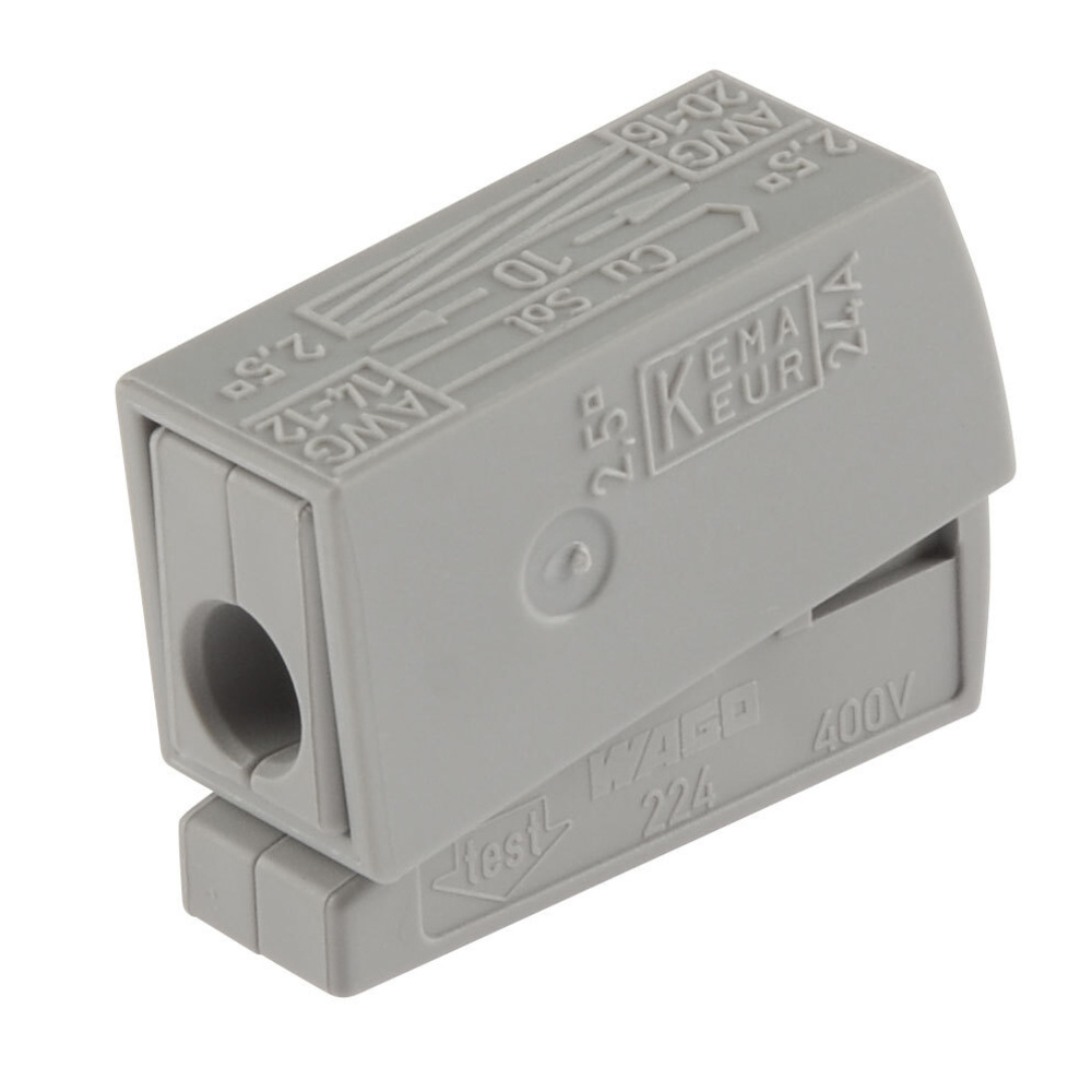 Wago 224 Leuchtenklemme, grau 1x2,5 mm², 100 Stück