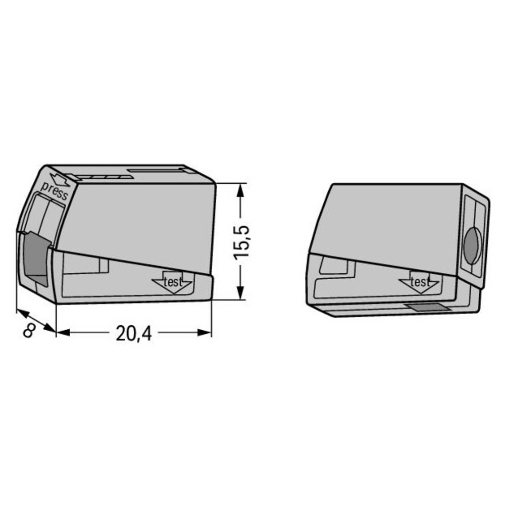Wago 224 Leuchtenklemme, grau 1x2,5 mm², 100 Stück