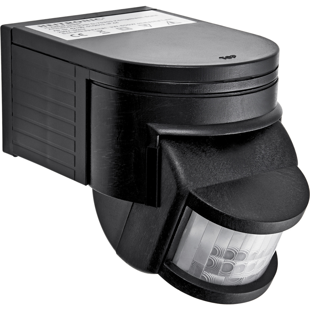 HEITRONIC 180°-PIR-Bewegungsmelder SALO, schwarz, IP44, für LED-Betrieb geeignet